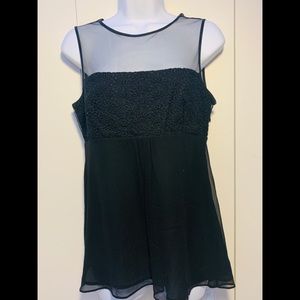 Mango blouse top black chiffon see thru lace